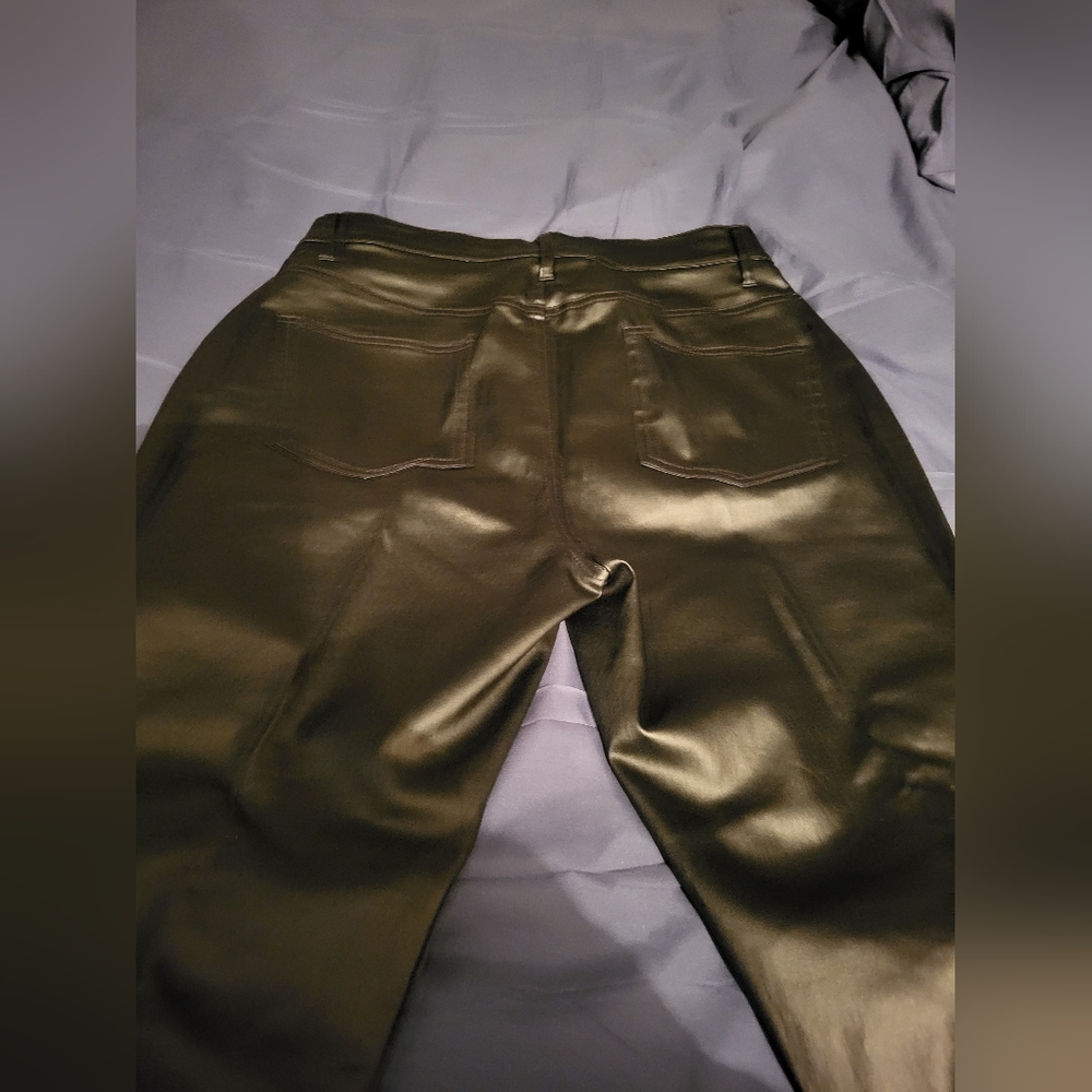 Faux leather black jeans womens